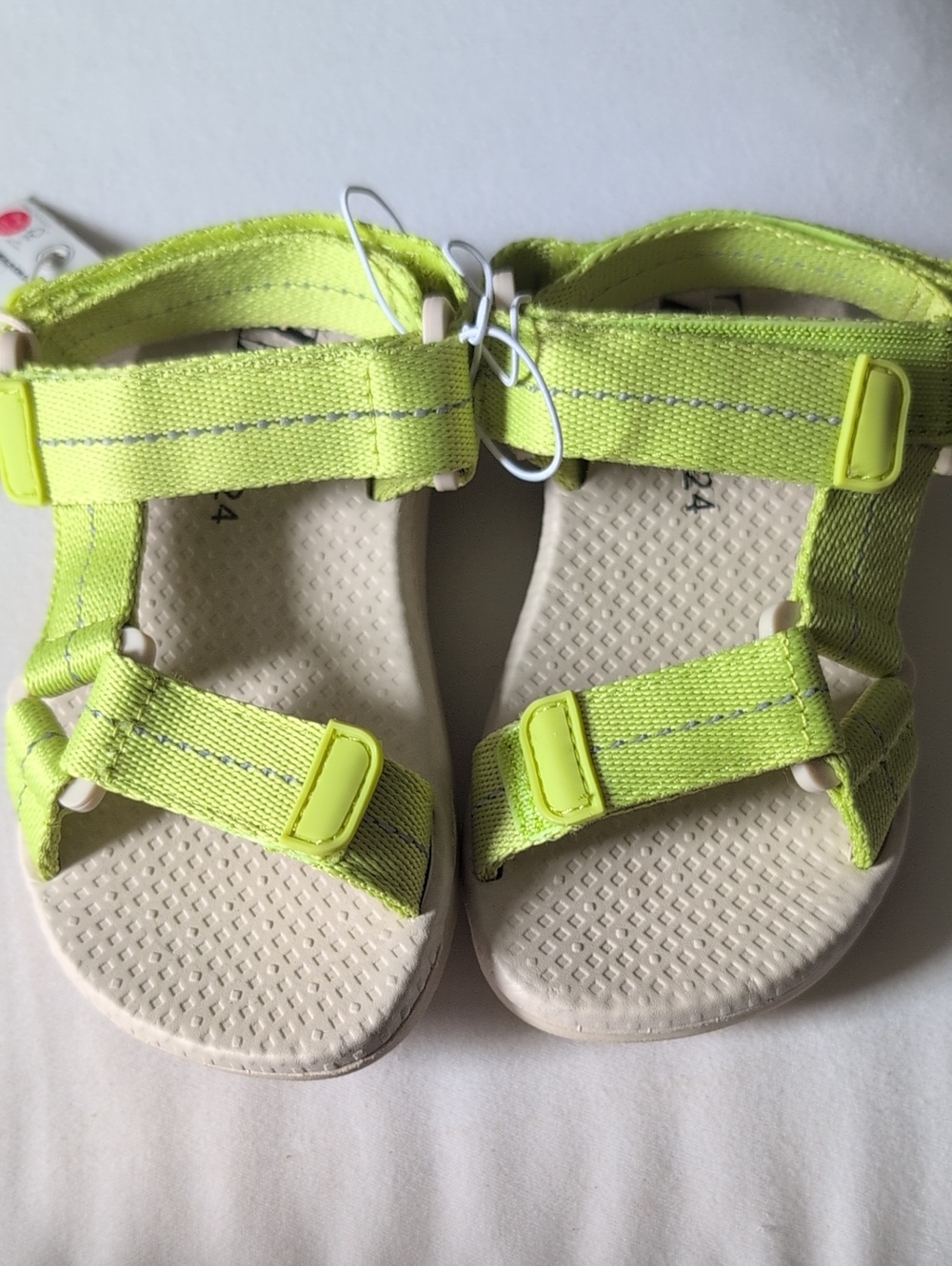 Zara Neon Lime Kids Hook-and-Loop Sandals Size EUR 24/US 8